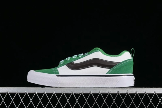 Vans Classics Knu Skool White Green Chunky Tongue Retro Sneakers - VN0009QCV0N
