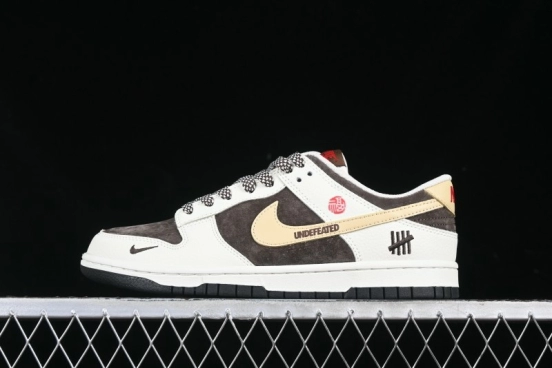 Nike SB Dunk Low UN Collaboration Beige Khaki Swoosh Anniversary High-End Custom Low-Top Casual Skate Shoes - DJ2024-089