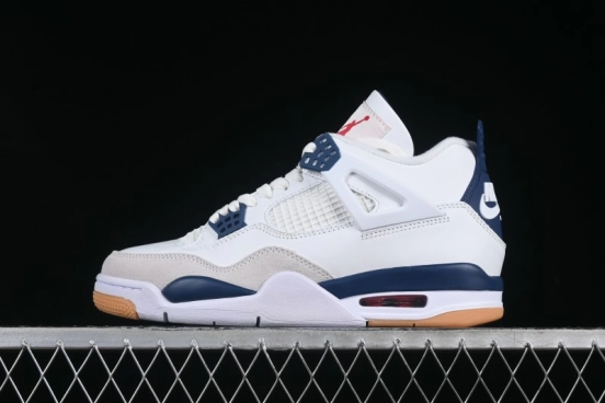 Nike SB x Air Jordan 4 Retro "Navy" White Blue Basketball Shoes - DR5415-100