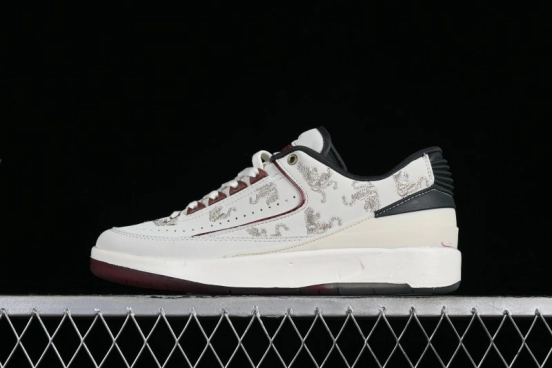 Nike Air Jordan 2 Retro AJ2 Low Top Basketball Shoes with Phoenix Embroidery Dragon Year Limited Edition - FJ5736-100