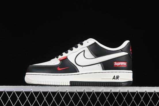 Nike Air Force 1 '07 Low Supreme Collaboration Two-Tone Red Swoosh Casual Sneakers - CS5288-004