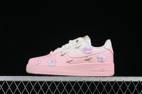 Nike Air Force 1'07 Low Casual Sneakers with Cherry Blossom Inspired Design - FC3654-121