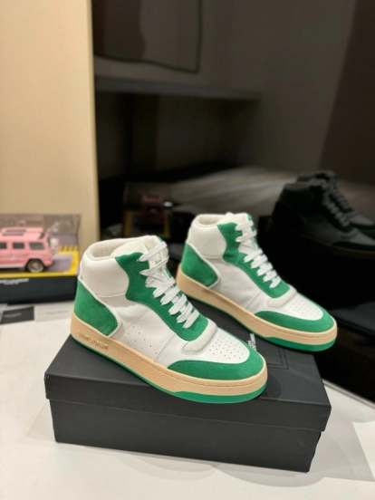 2024 Unisex Yves Saint Laurent White Green Leather Sneakers MJ00390