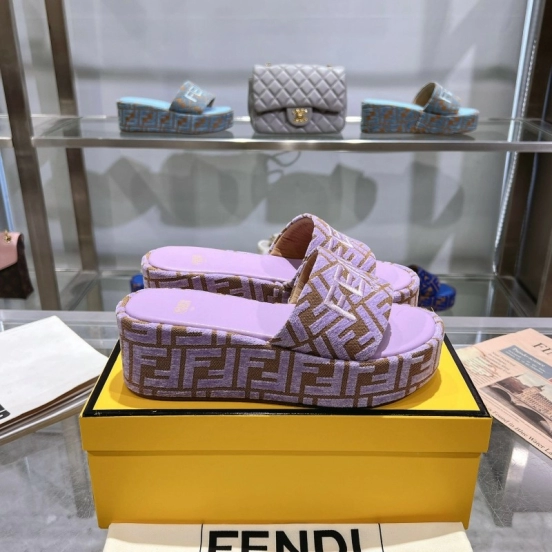 2025 Fendi Pink Canvas Slippers KFY00240