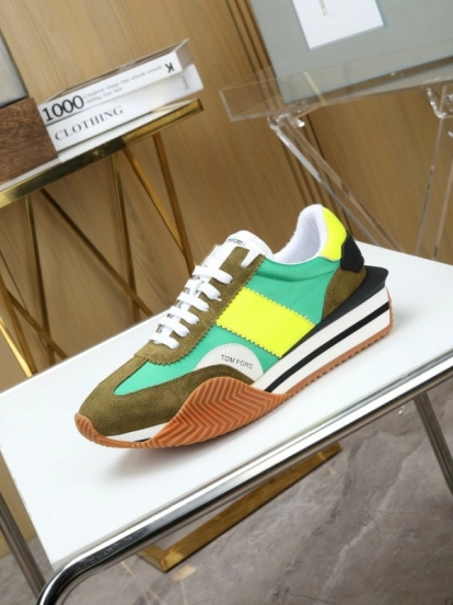 2025 Unisex TOM FORD Green Yellow Suede Nylon Sneakers LY00360(F)/LY00370(M)