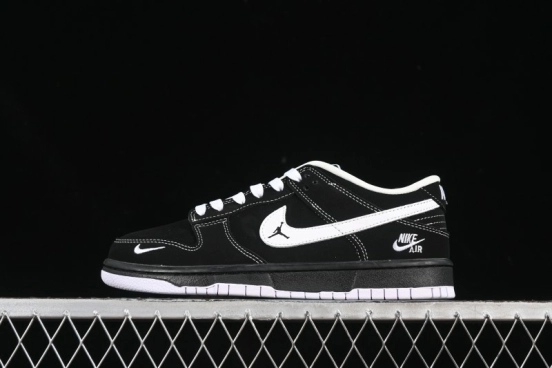 Nike SB Dunk Low All Black White Swoosh Anniversary High-End Custom Low-Top Casual Skate Shoes - LW1818-117
