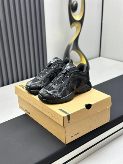 2025 Unisex SALOMON Black Leather Mesh Outdoor Casual KFY00320