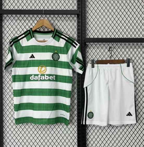 25/26 Kids Celtic Home Jersey With Sponsor