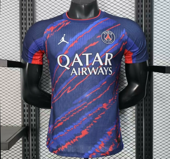 Player Version 25/26 PSG Paris Saint-Germain Blue with Red Lightning Pattern Jersey