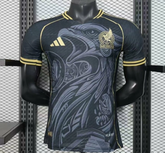 Player Version 2025 Mexico Black with Eagle Feather Pattern Jersey