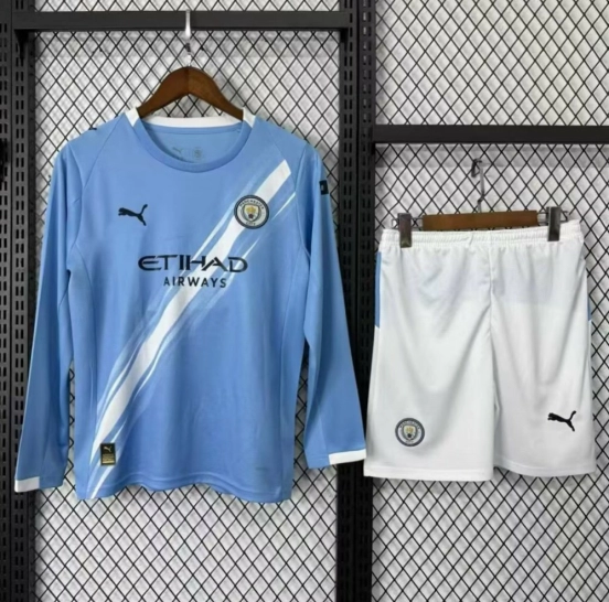 25/26 Kids Manchester City Home Long Sleeve Jersey
