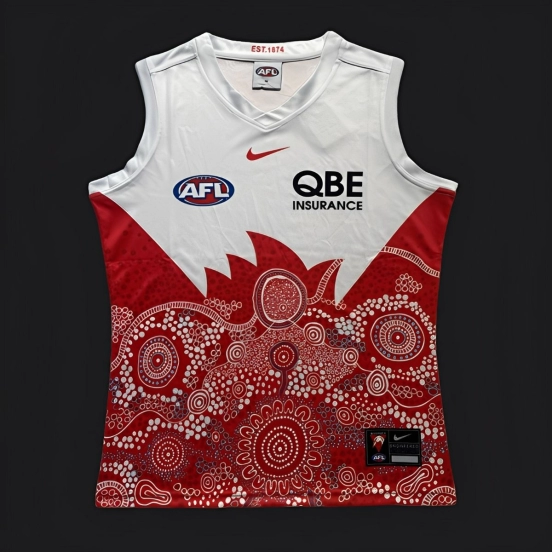 25/26 Sydney Swans White with Red Aboriginal Art Jersey