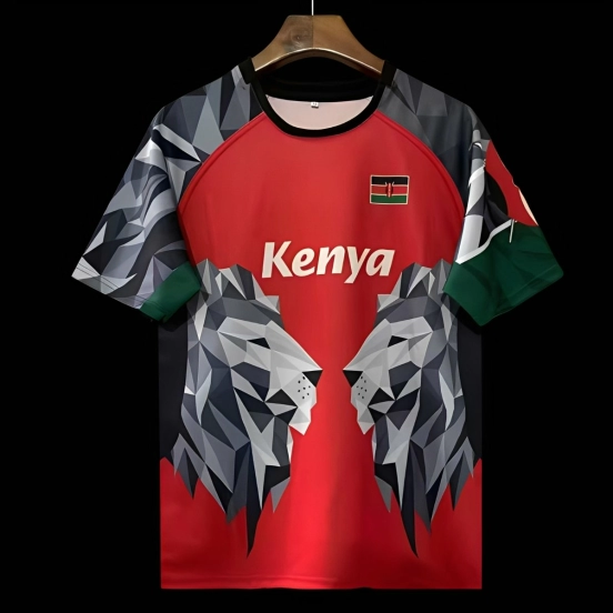 2026 Kenya Red Geometric Lion Jersey