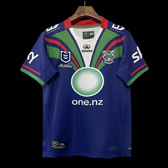 25/26 New Zealand Warriors Navy Blue with Green and Red Diagonal Stripes and Circular Gradient Heritage Jersey